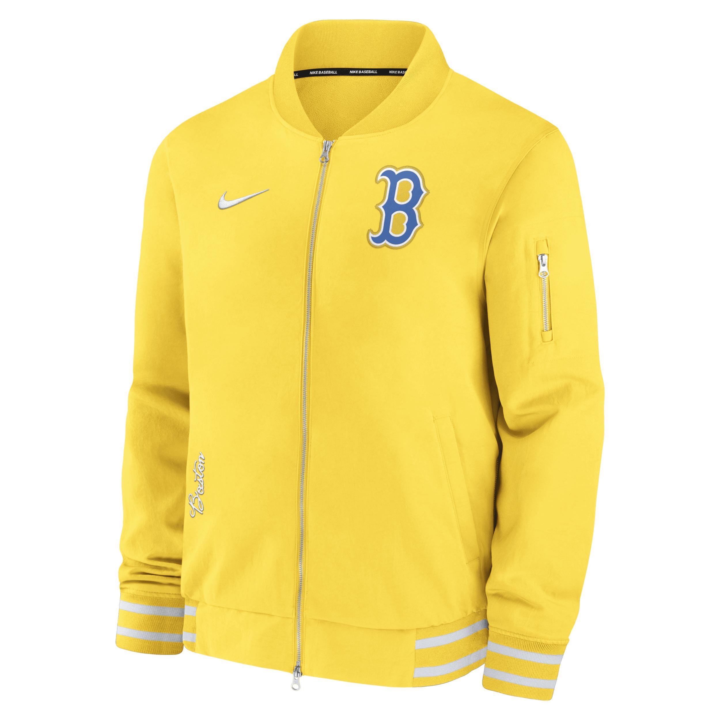 Nike Mens Gold Boston Red Sox City Connect Authentic Collection Game Time Bomber Full-Zip Jacket Product Image