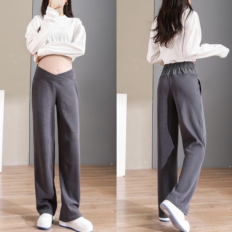 Maternity Plain Wide Leg Pants Product Image