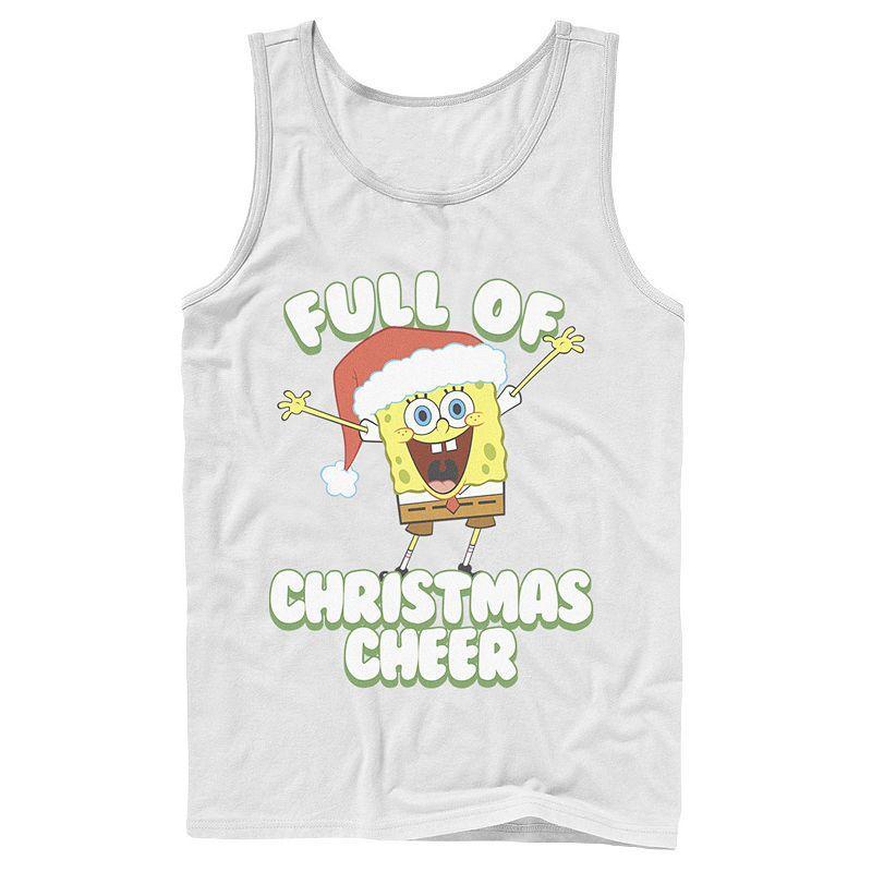 Mens SpongeBob SquarePants Full of Cheer Tank Top Top Grey Product Image