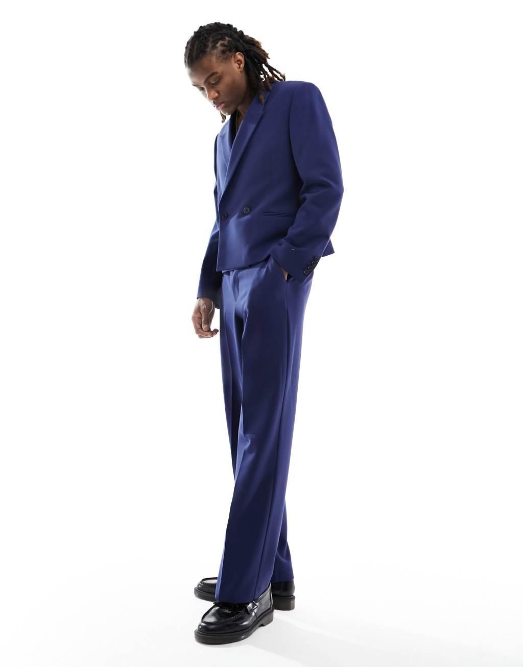 ASOS DESIGN wide suit pants in navy Product Image