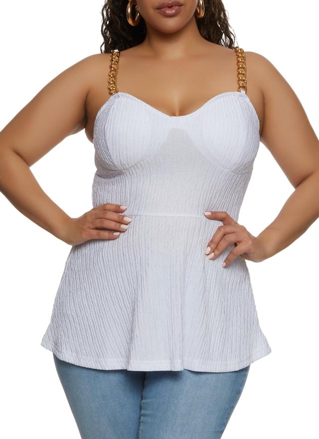 Womens Plus Size Chain Strap Bustier Peplum Top Product Image