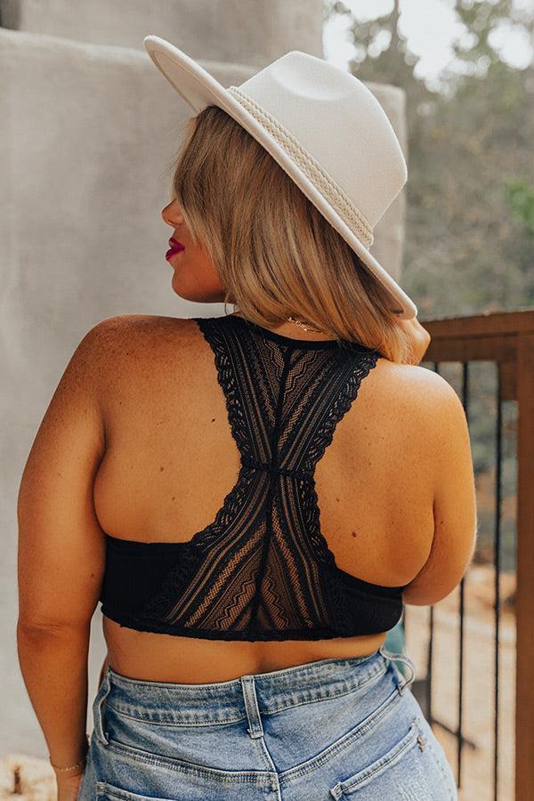 Flirty Nature Lace Racerback Bralette in Black Curves Product Image