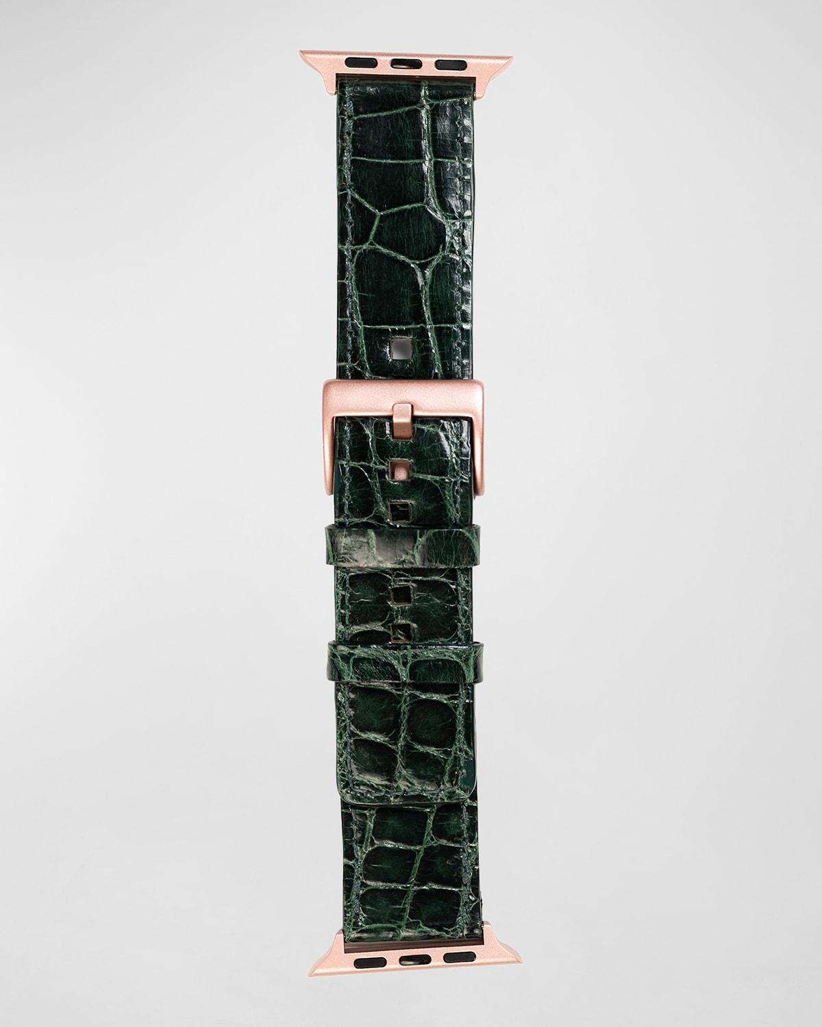 Mens Apple Watch Alligator Watch Strap, Rose Gold Finish Product Image