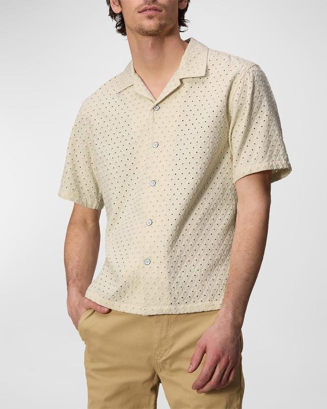 Men's Avery Viscose Linen Diamond Jacquard Camp Shirt Product Image