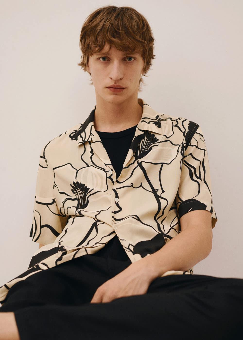 MANGO MAN - Regular-fit flowy printed shirt off whiteMen Product Image