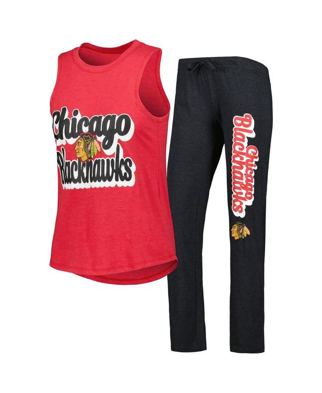 Womens Concepts Sport Red/Black Chicago Blackhawks Meter Muscle Tank Top & Pants Sleep Set HWK Red Product Image