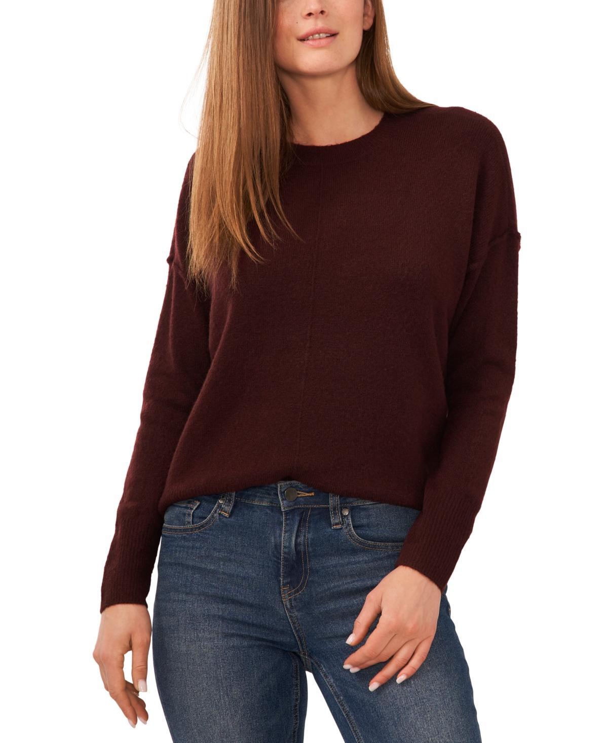 Vince Camuto Long Sleeve Extend Shoulder Center Facing Seam Cozy Sweater (Latte Heather) Women's Sweater Product Image