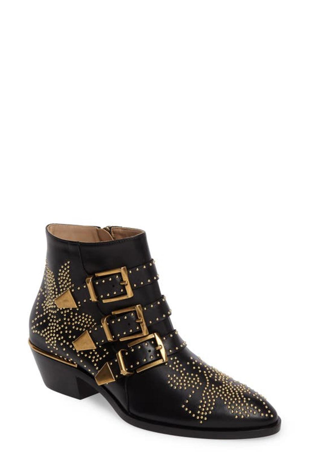 CHLOÉ Susanna Studded Leather Ankle Boots In Black product image