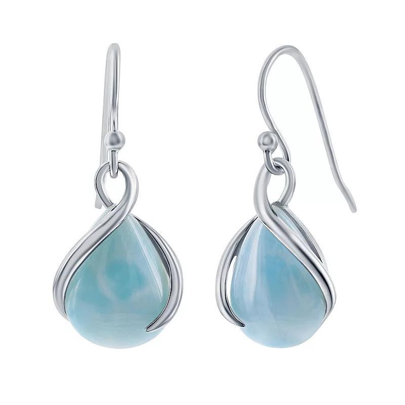 Sterling Silver Pear-shaped Larimar Twist Earrings Product Image