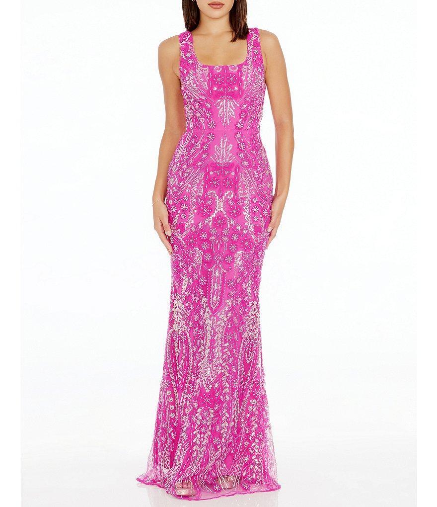 Dress the Population Tyra Sequin Square Neck Sleeveless Mermaid Gown Product Image