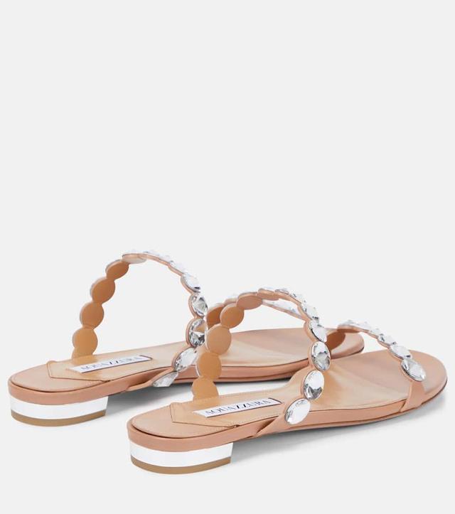 AQUAZZURA Tequila Embellished Leather Sandals In Powder Pink Product Image