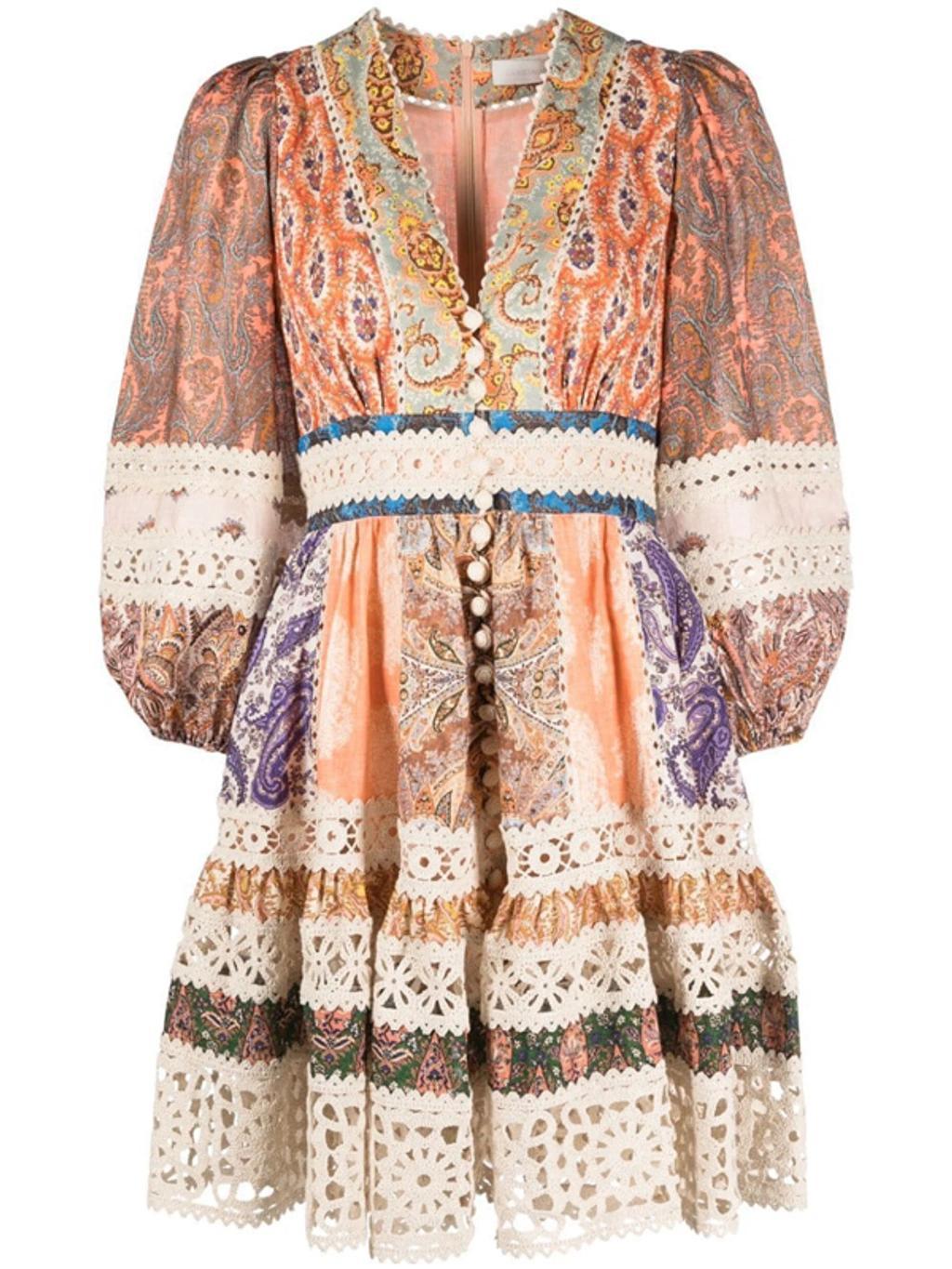 ZIMMERMANN Devi Spliced Mini Dress In Spliced Paisley Product Image