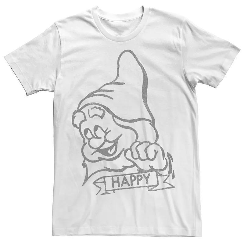 Big & Tall Disney Snow Happy Line Art Big Face Tee, Mens Product Image