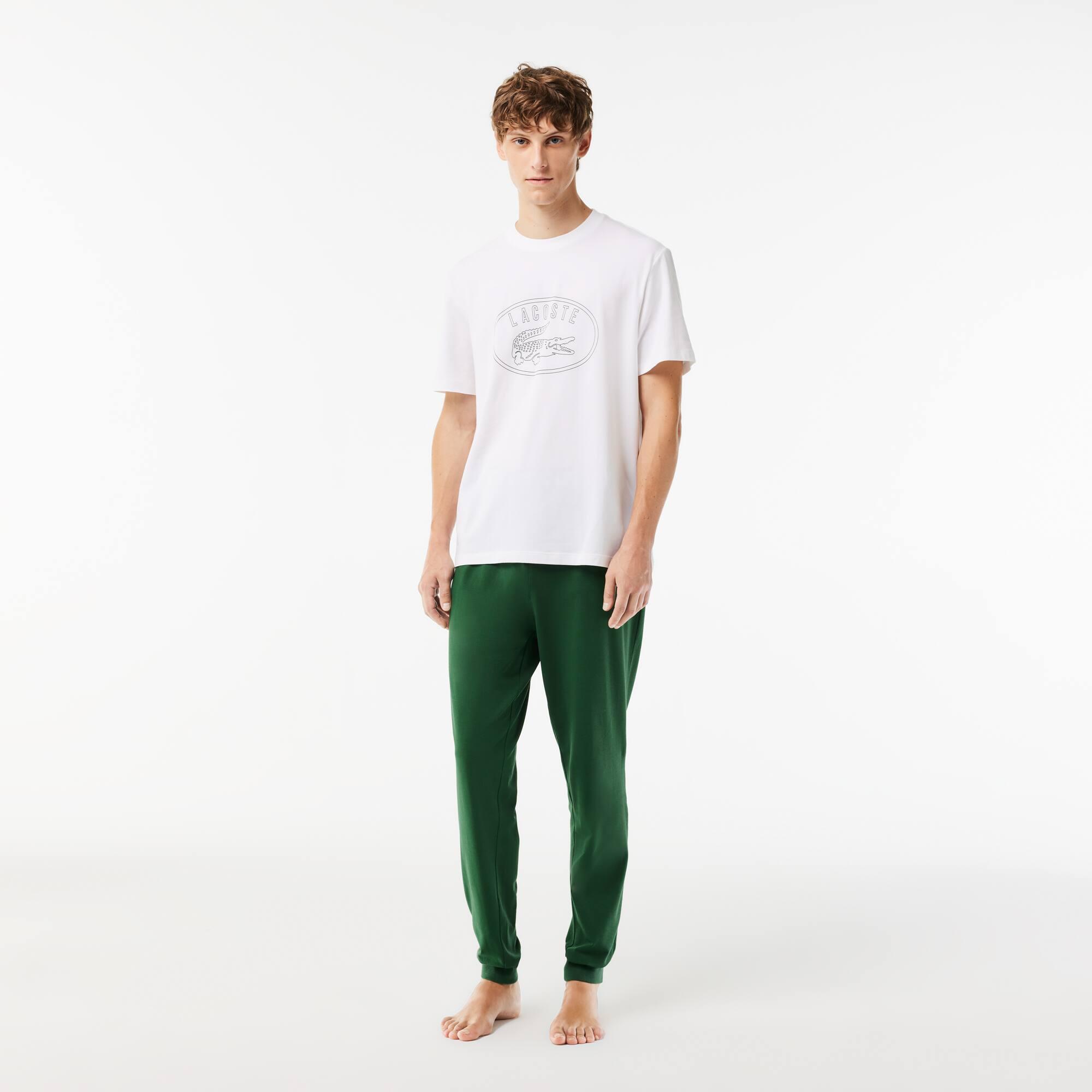 Pyjama set with contrast logo print pants Product Image