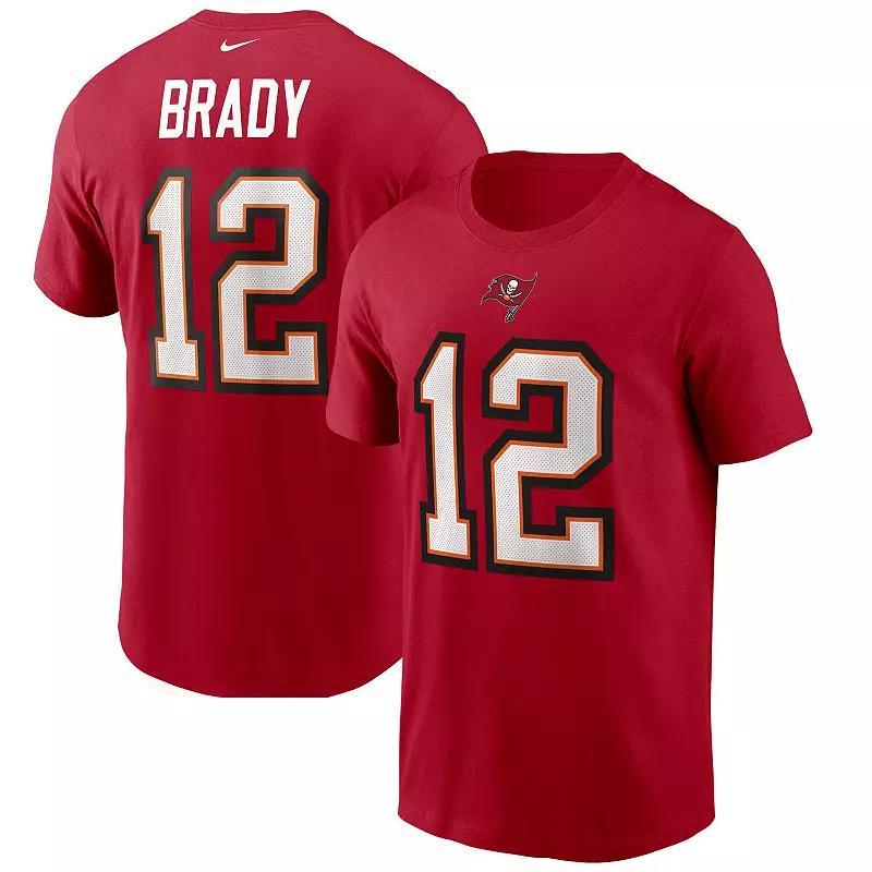 Mens Tom Brady Red Tampa Bay Buccaneers Name Number T-shirt Product Image