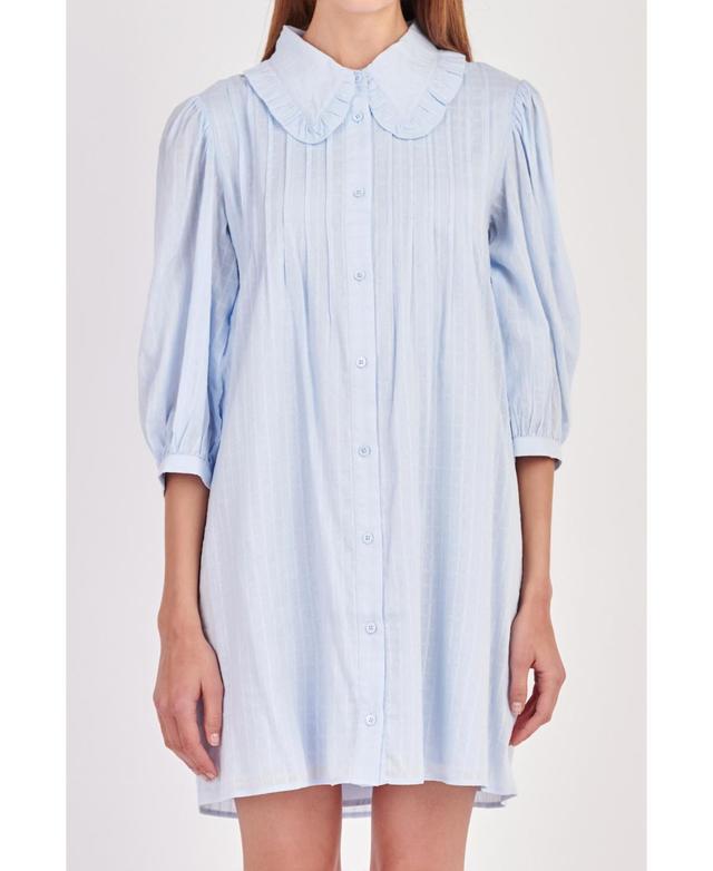 Womens Ruffled Collar Shirt Dress Product Image