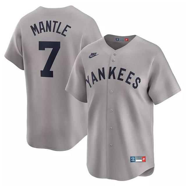 Mens Nike Mickey Mantle Gray New York Yankees Throwback Cooperstown Collection Limited Jersey Product Image