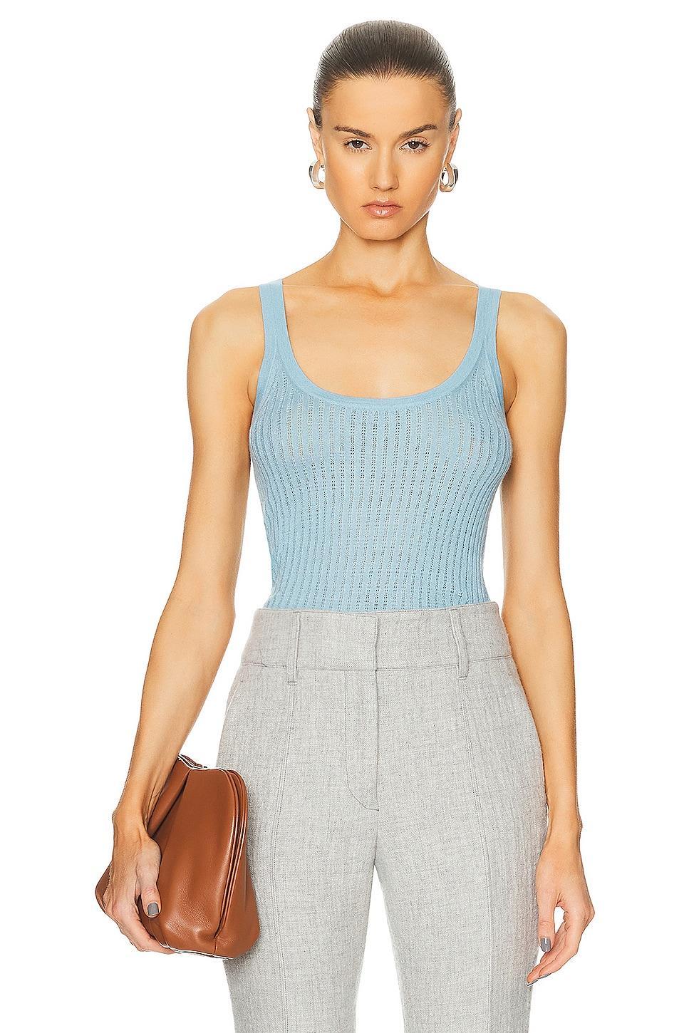 Gabriela Hearst Nevin Pointelle Tank in Blue Product Image