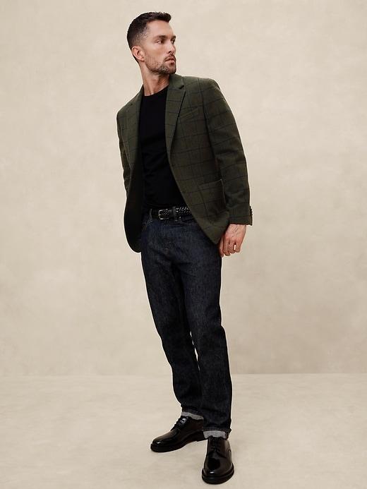 Tailored-Fit Wool-Blend Olive Jacket Product Image