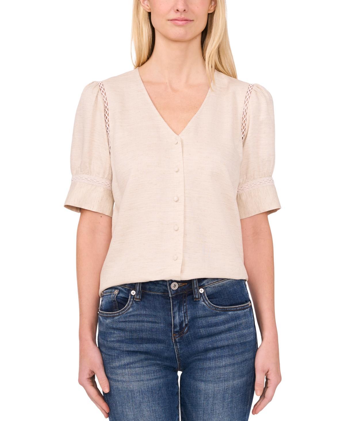 Women's Button-Up Short-Sleeve Blouse Product Image