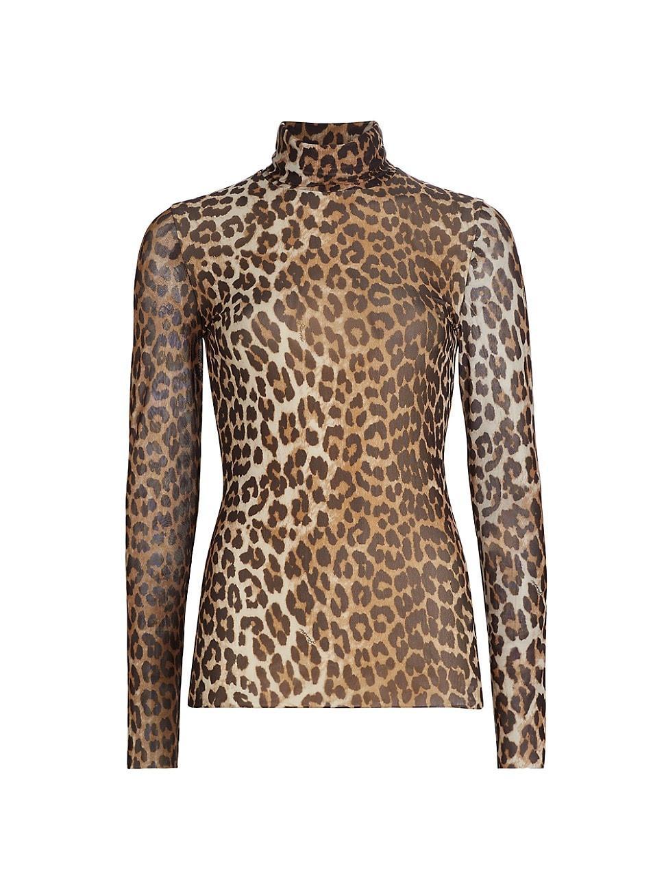 Womens Leopard Printed Mesh Top product image