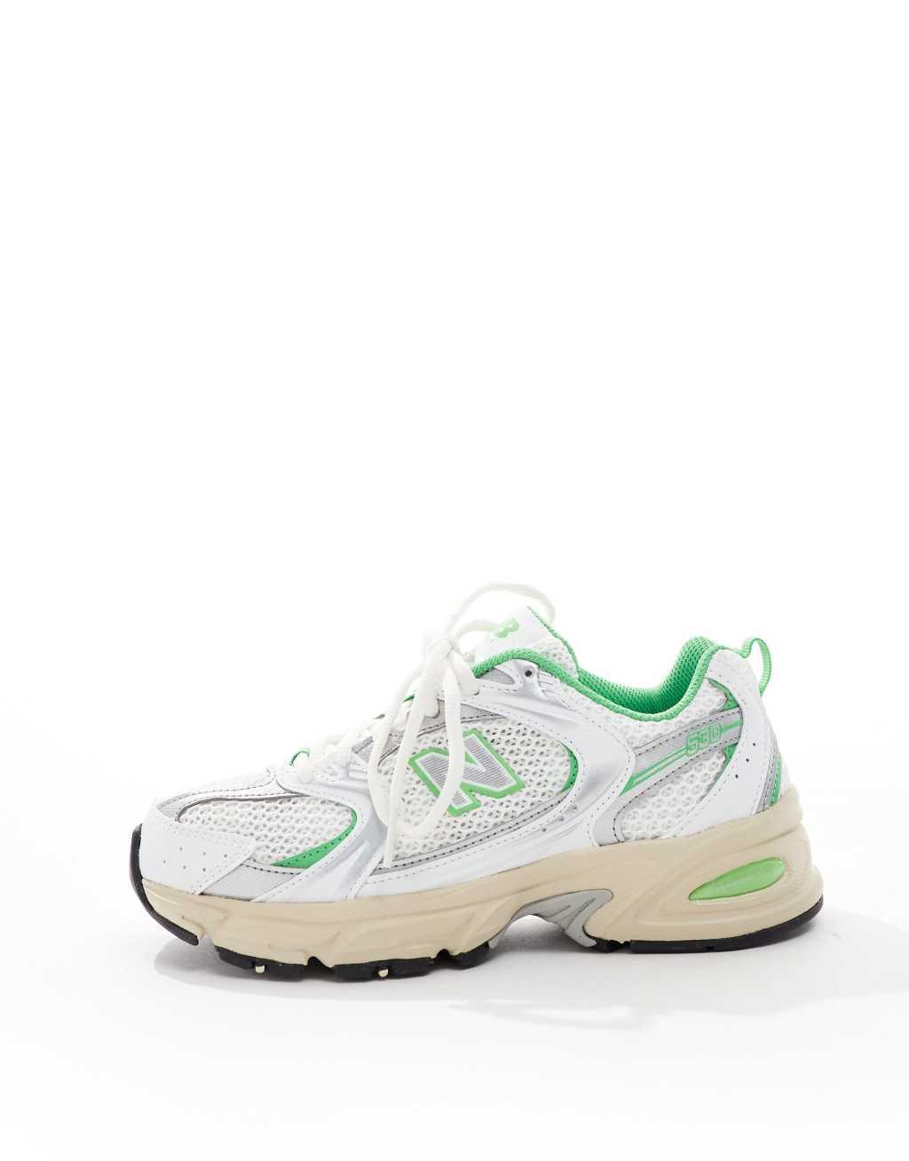 New Balance 530 sneakers in white and green  Product Image