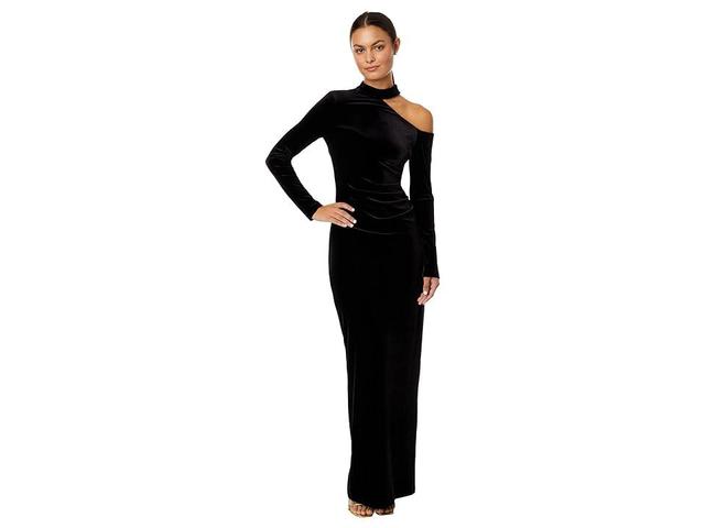 XSCAPE Long Velvet Cold-Shoulder Long Sleeve Women's Clothing Product Image