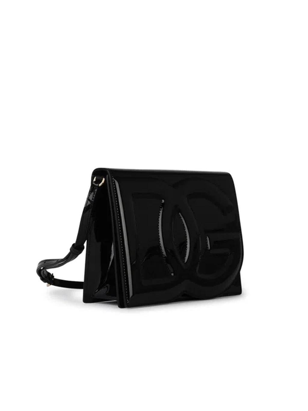 Medium Calfskin Camera Bag With Logo In Black Product Image