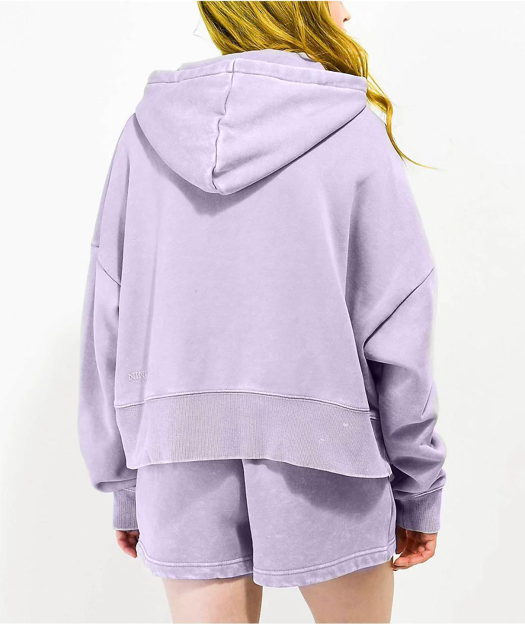 Ninth Hall Fundamentals Zena Orchid Boxy Crop Zip Hoodie Product Image