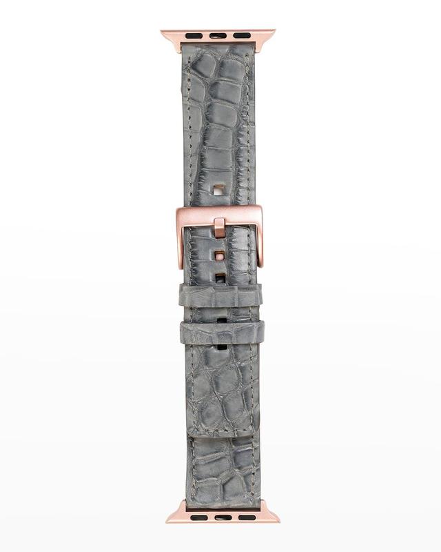 Mens Apple Watch Matte Alligator Watch Strap, Rose Gold Finish Product Image