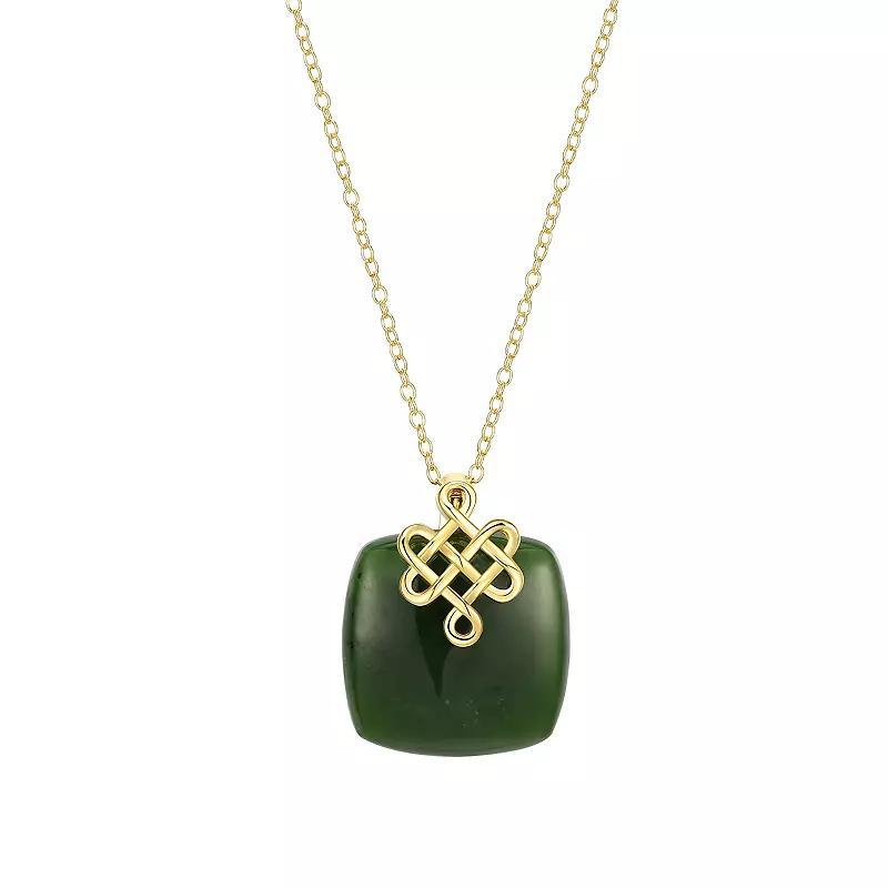 Dynasty Jade 18k Gold over Sterling Silver Nephrite Jade Cushion Pendant Necklace, Womens Gold Tone Product Image