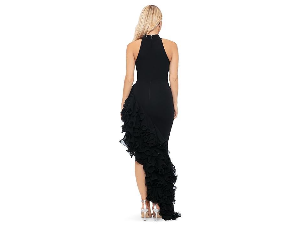 Betsy & Adam Ruffle Detail Asymmetric Body-Con Ponte Gown Product Image