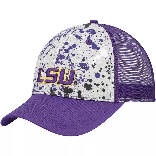 Mens Colosseum Gray/Purple LSU Tigers Love Fern Trucker Snapback Hat Product Image