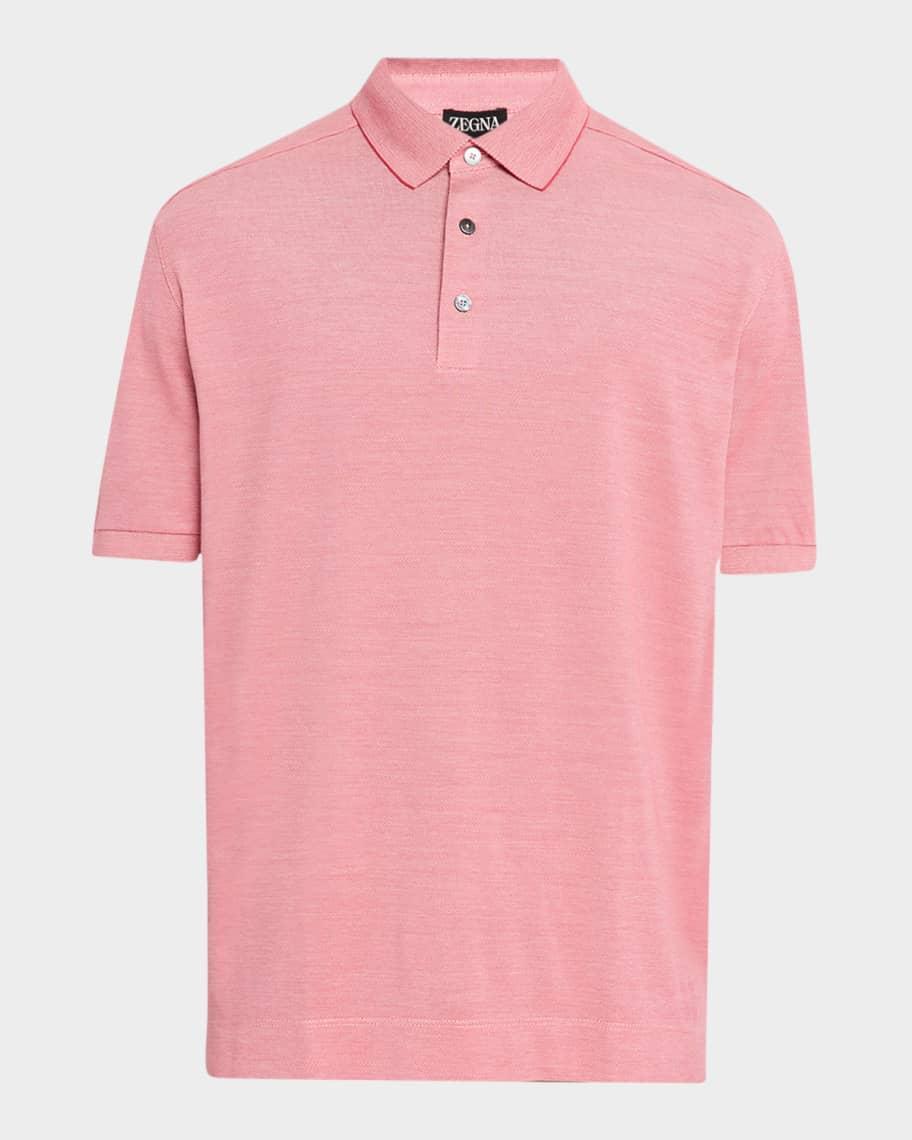 Men's Melange Cotton and Silk Polo Shirt Product Image