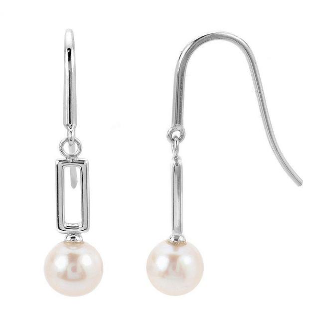 PearLustre by Imperial Sterling Silver Freshwater Cultured Pearl Paper Clip Link Drop Earrings, Womens Product Image