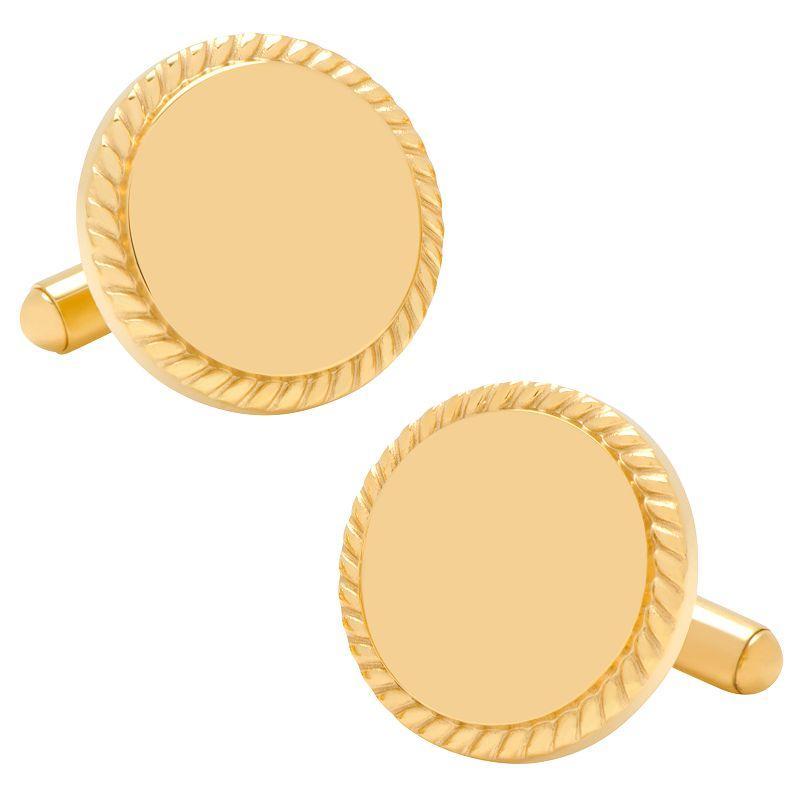 14K Gold-Plated Rope Border Engravable Cuff Links Product Image