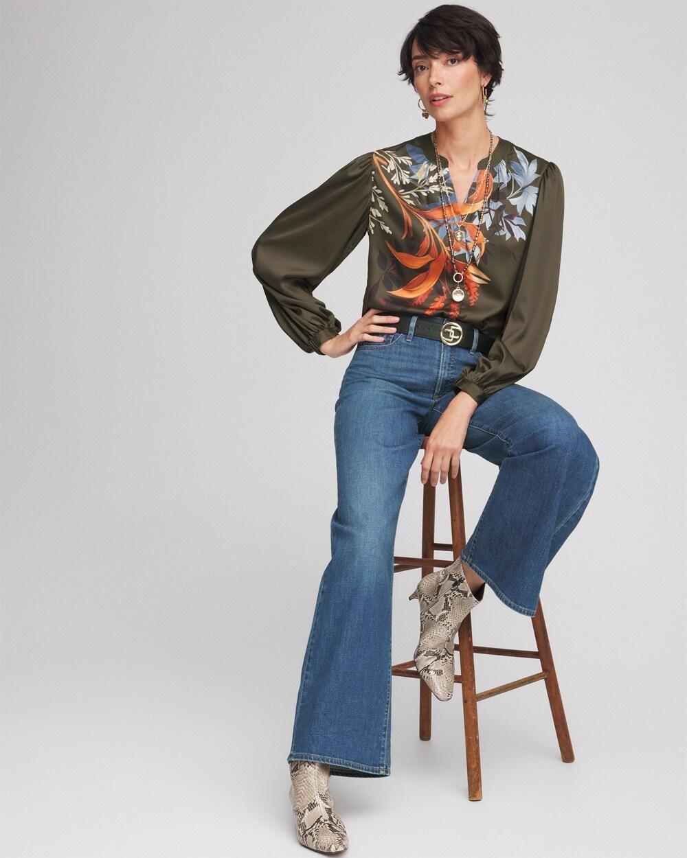 Satin Placed Floral Blouse Product Image