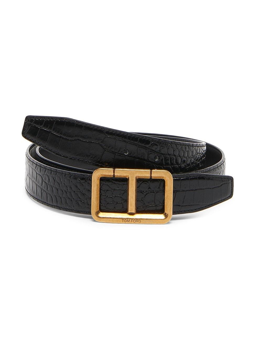 Mens Scored T Embossed Leather Belt Product Image