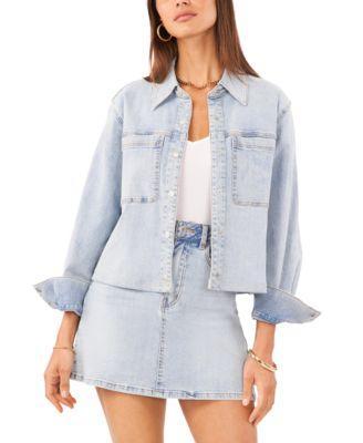 1.state Womens Cropped Front Pocket Denim Jacket product image