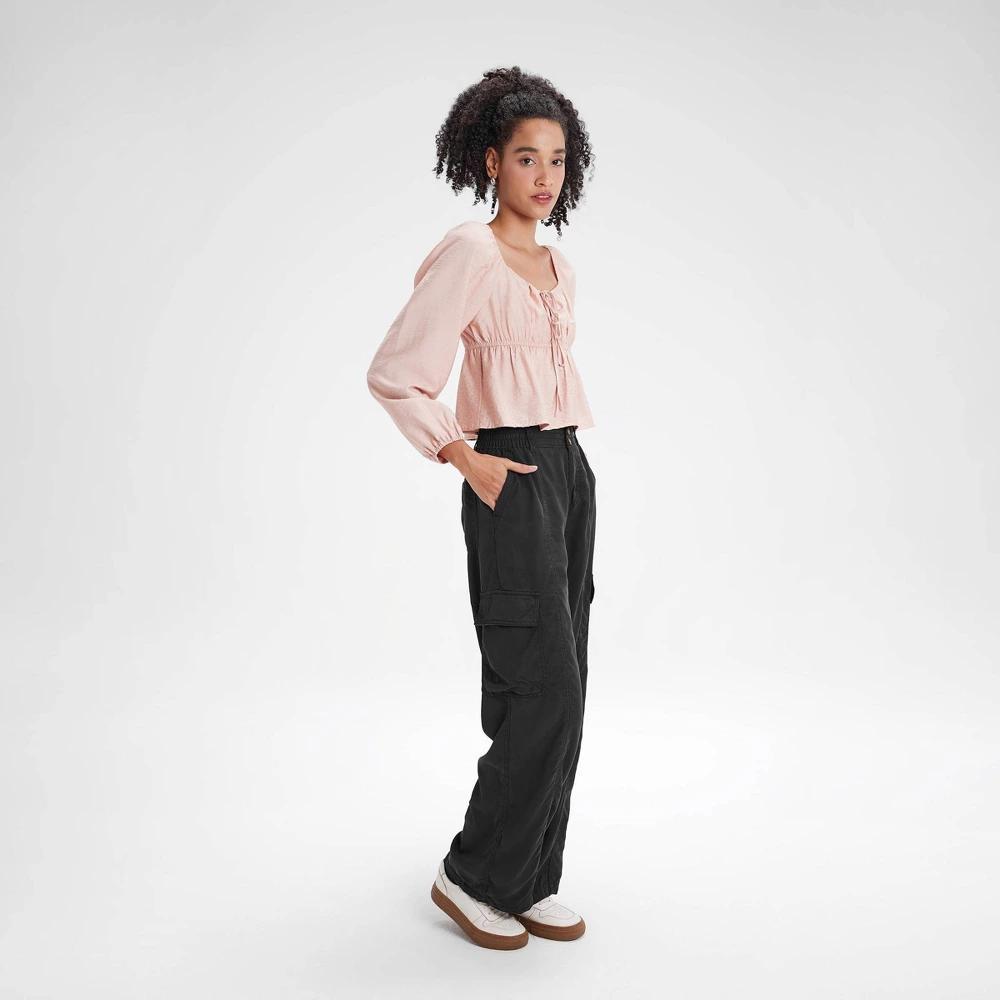 Womens High-Rise Straight Leg Cargo Pants - Wild Fable Black M Product Image