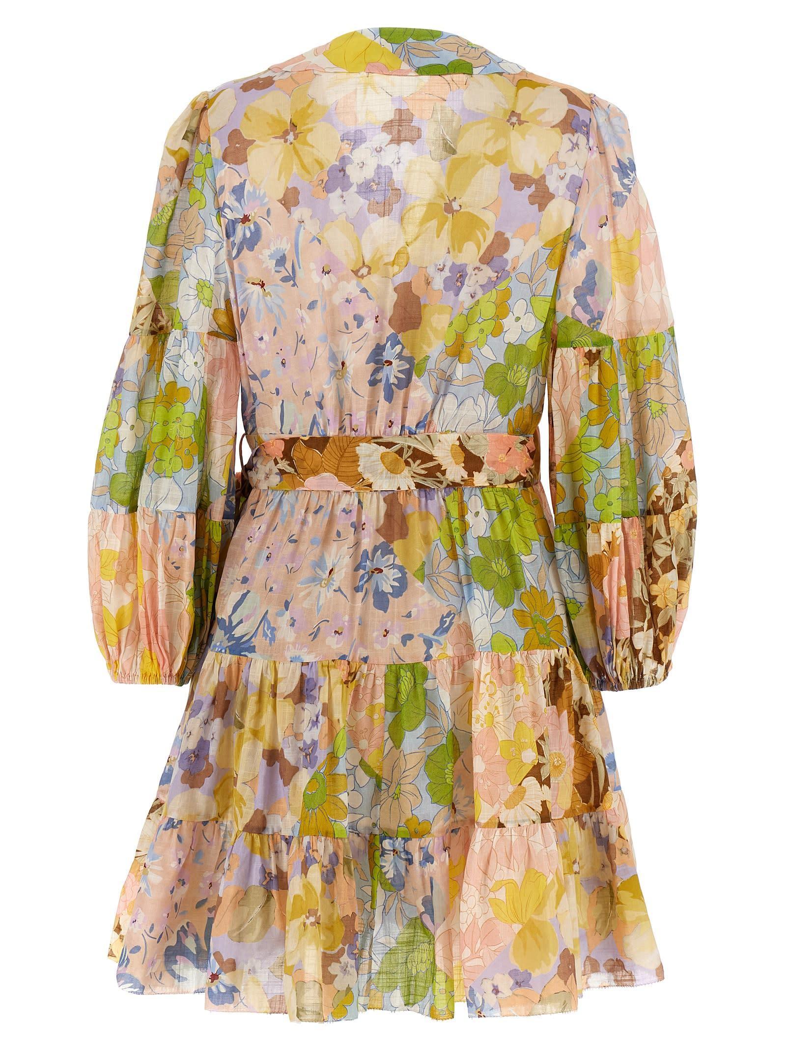 ZIMMERMANN Pop Wrap Dresses Multicolor In Patch Floral Product Image