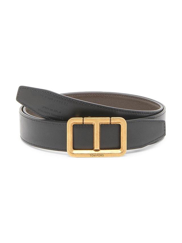 Mens Leather T Buckle Belt Product Image