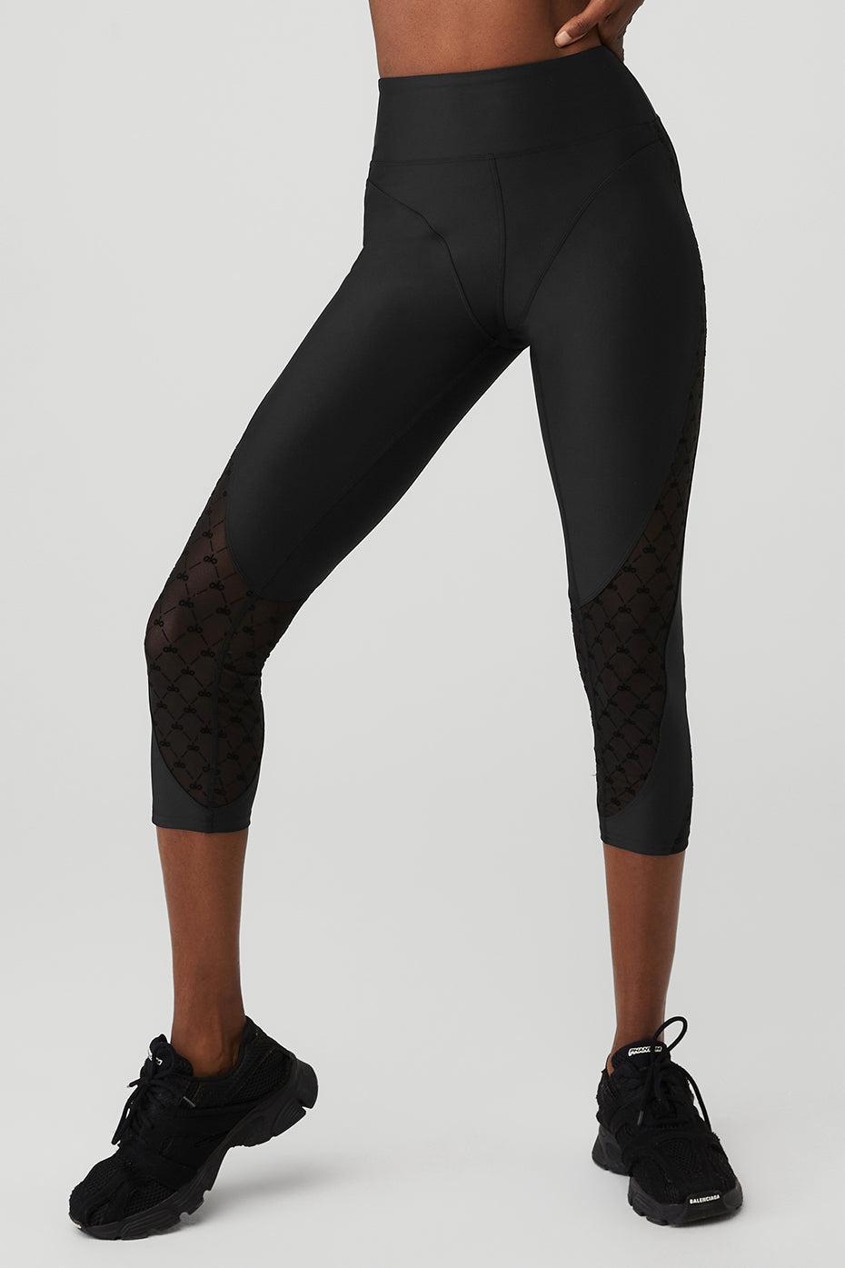 Airlift Mesh High-Waist Celeste Capri - Black Product Image