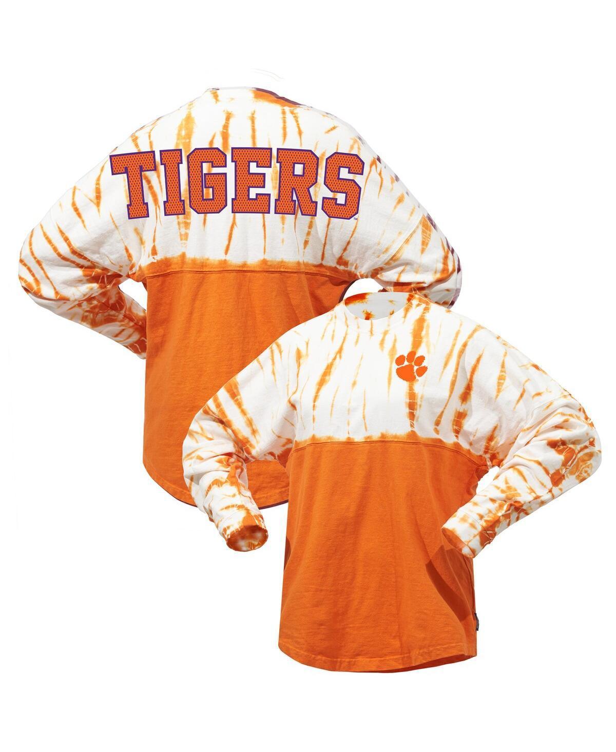 Womens Orange Clemson Tigers Tie-Dye Long Sleeve Jersey T-shirt Product Image