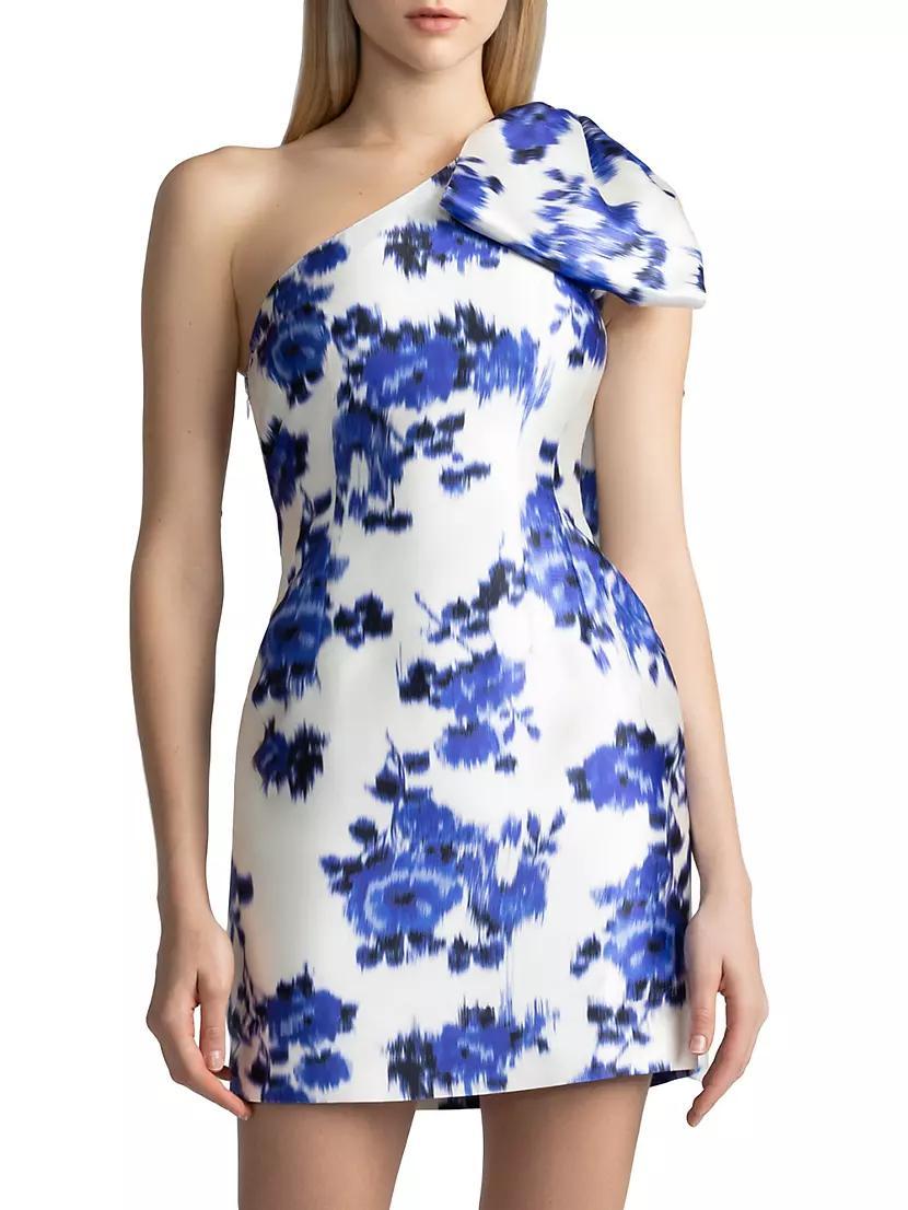 Asymmetric Floral Mikado Satin Minidress Product Image