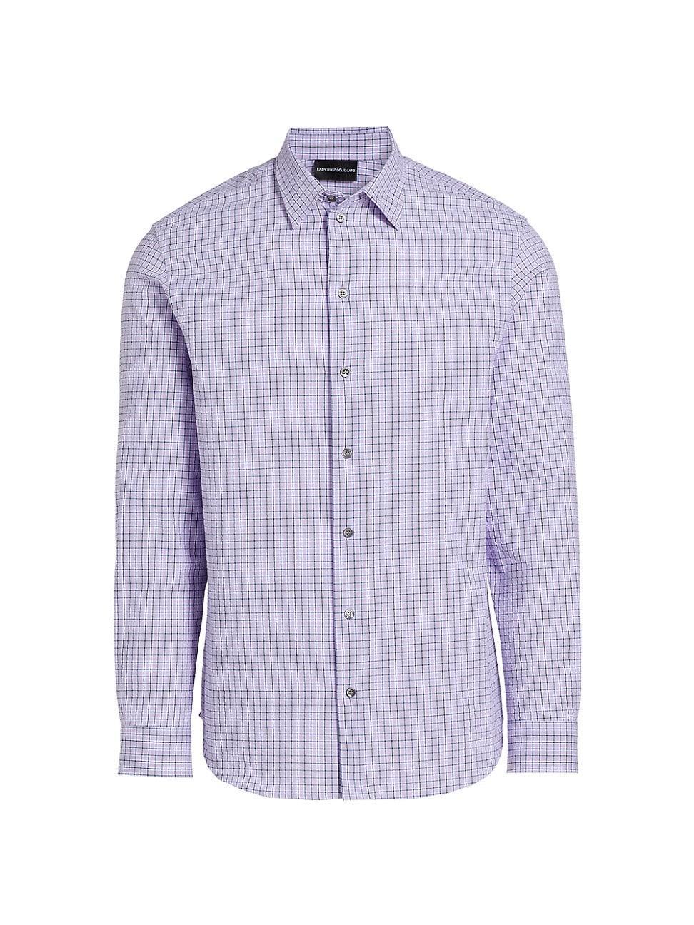 Mens Checked Cotton Button-Front Shirt Product Image