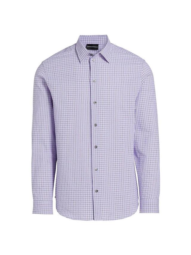 Mens Checked Cotton Button-Front Shirt Product Image