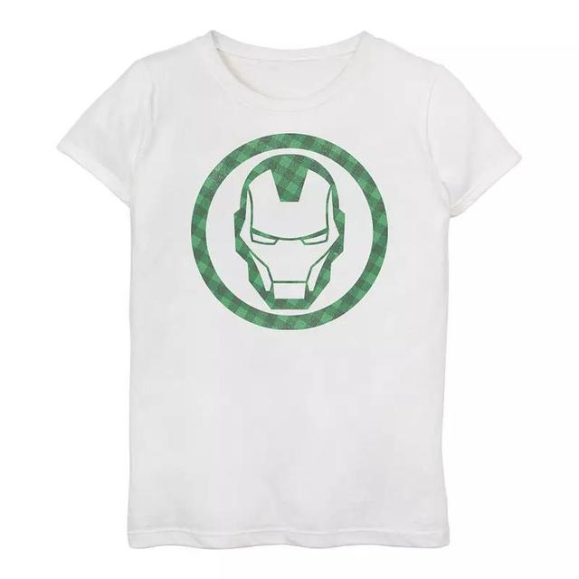 Girls 3-16 Marvel St. Patricks Day Iron Man Plaid Logo Tee, Girls Product Image