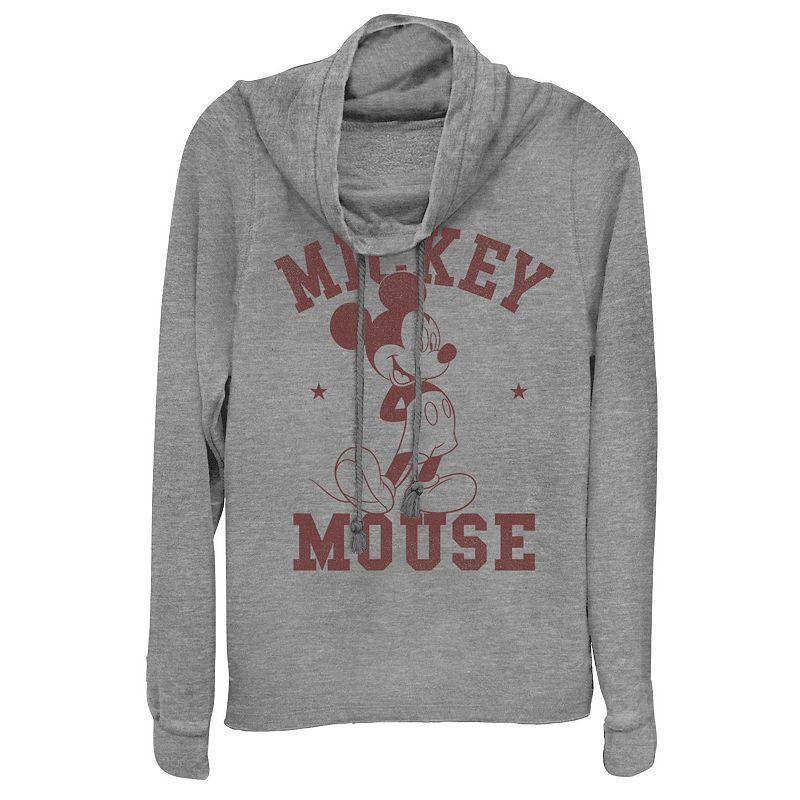 Disneys Mickey Mouse 1928 Juniors Cowlneck Graphic Lightweight Long Sleeve, Girls Gray Grey Product Image