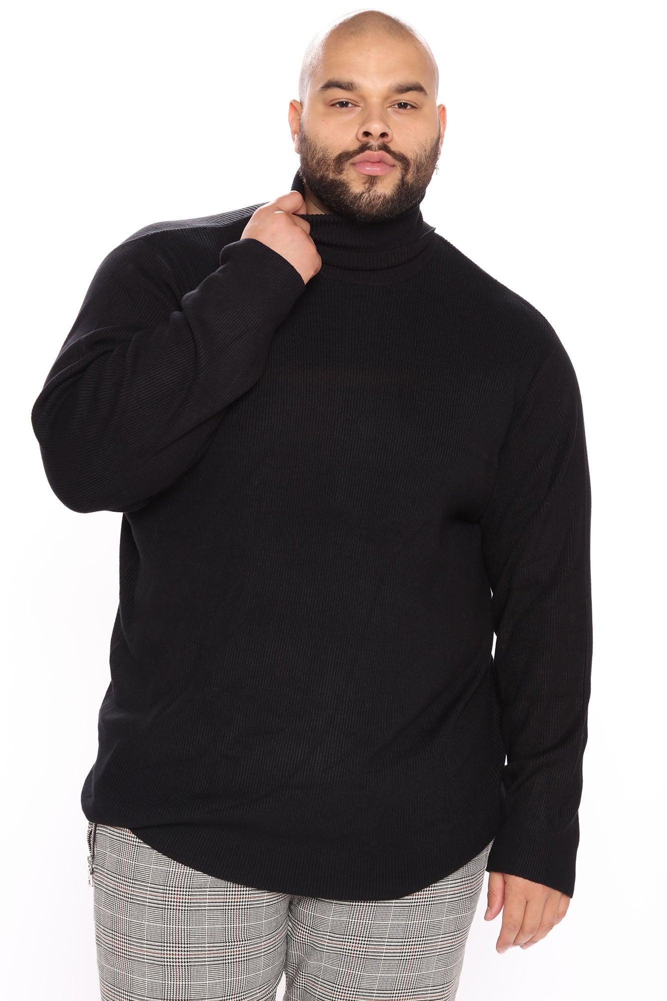 Viscose Ribbed Turtleneck - Black Product Image